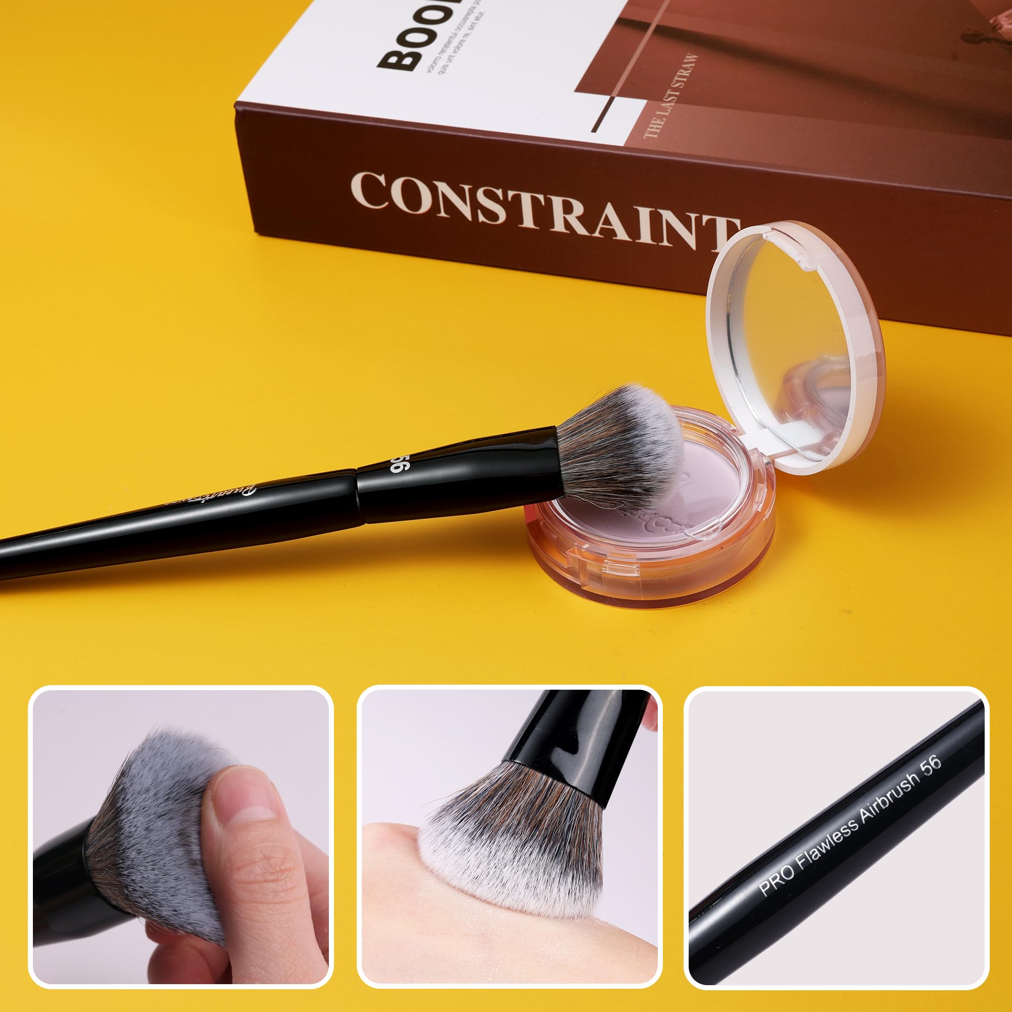 Bueart Design Pro Flawless Pinceau de maquillage aérographe 56 | Poils ultra doux et denses pour liquide, crème, fond de teint, poudre, blush