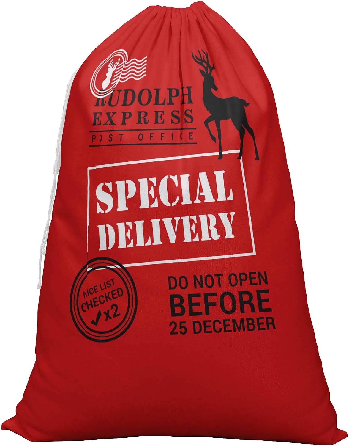 Printtoo 2 Pcs Santa Gift Sack for Kids Xmas Bag Christmas Sack Personalized Bags Large 27x20 Inch