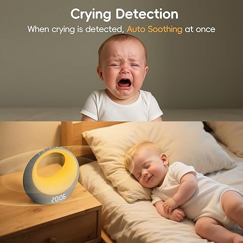 Miniatura 4 de Gianna Máquina de sonido para bebés Auto-calmante, grabación personalizable, 26 sonidos calmantes, 8 luces para el cuidado de los ojos, máquina de