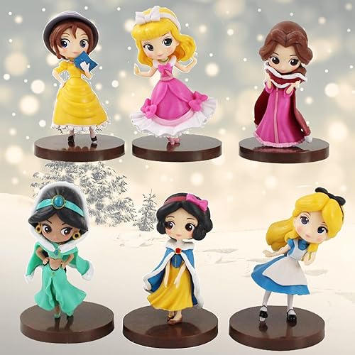 Juego de 6 figuras de princesa de 31in inspirado en el personaje blanco como la nieve Belle Alice Jasmín bella durmiente aurora figura de acción de