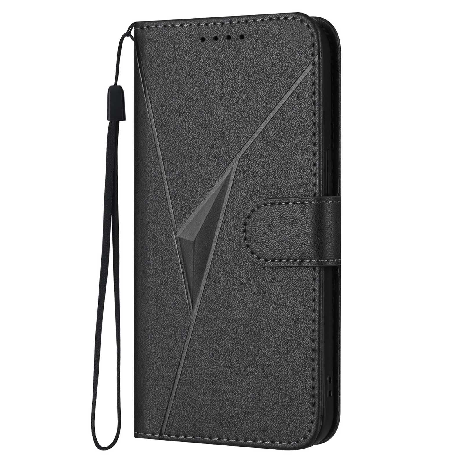 Topme Cover In Pelle Per Realme 16 Pro+ 5G – Custodia Con Slot Per Carte, Supporto E Bordi Rialzati | Nero