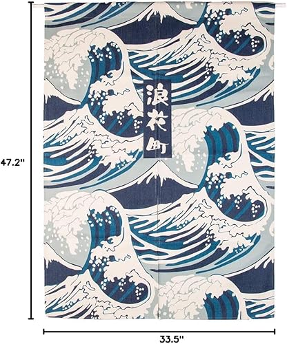 Miniatura 5 de Tapiz japonés de lino de algodón para puerta, Hokusai Ukiyoe, decoración del hogar, divisor de habitación de 33.5 pulgadas de ancho x 47.2 pulgadas