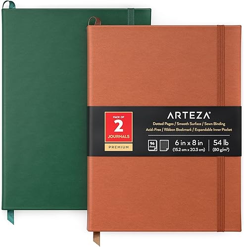 Miniatura 6 de Arteza - Paquete de dos diarios de 6pulgadas x 8pulgadas, 96 hojas, color azul cobalto y gris, con tapa dura, papel de puntos suave para escribir o