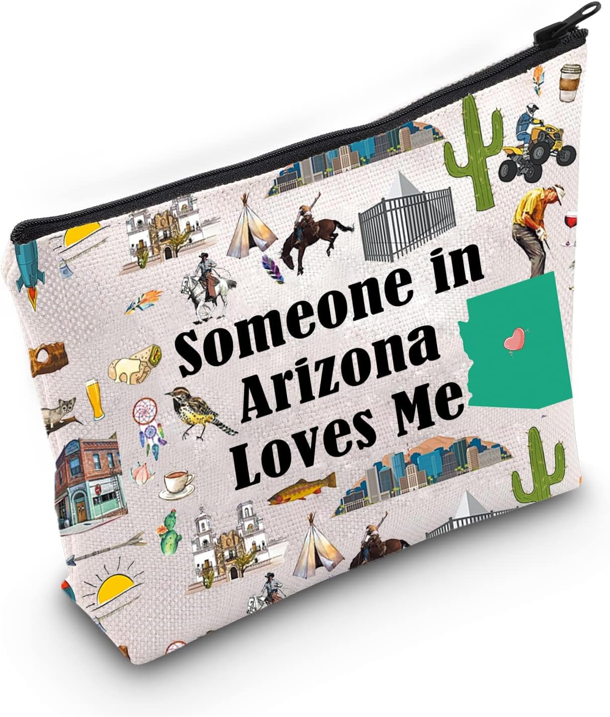 PXTIDY Arizona Travel Makeup Bag Long Distance Relationships Gift Someone In Arizona Loves Me Cosmetic Bag Arizona Souvenir Gift