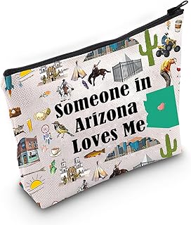 PXTIDY Arizona Travel Makeup Bag Long Distance Relationships Gift Someone In Arizona Loves Me Cosmetic Bag Arizona Souvenir Gift