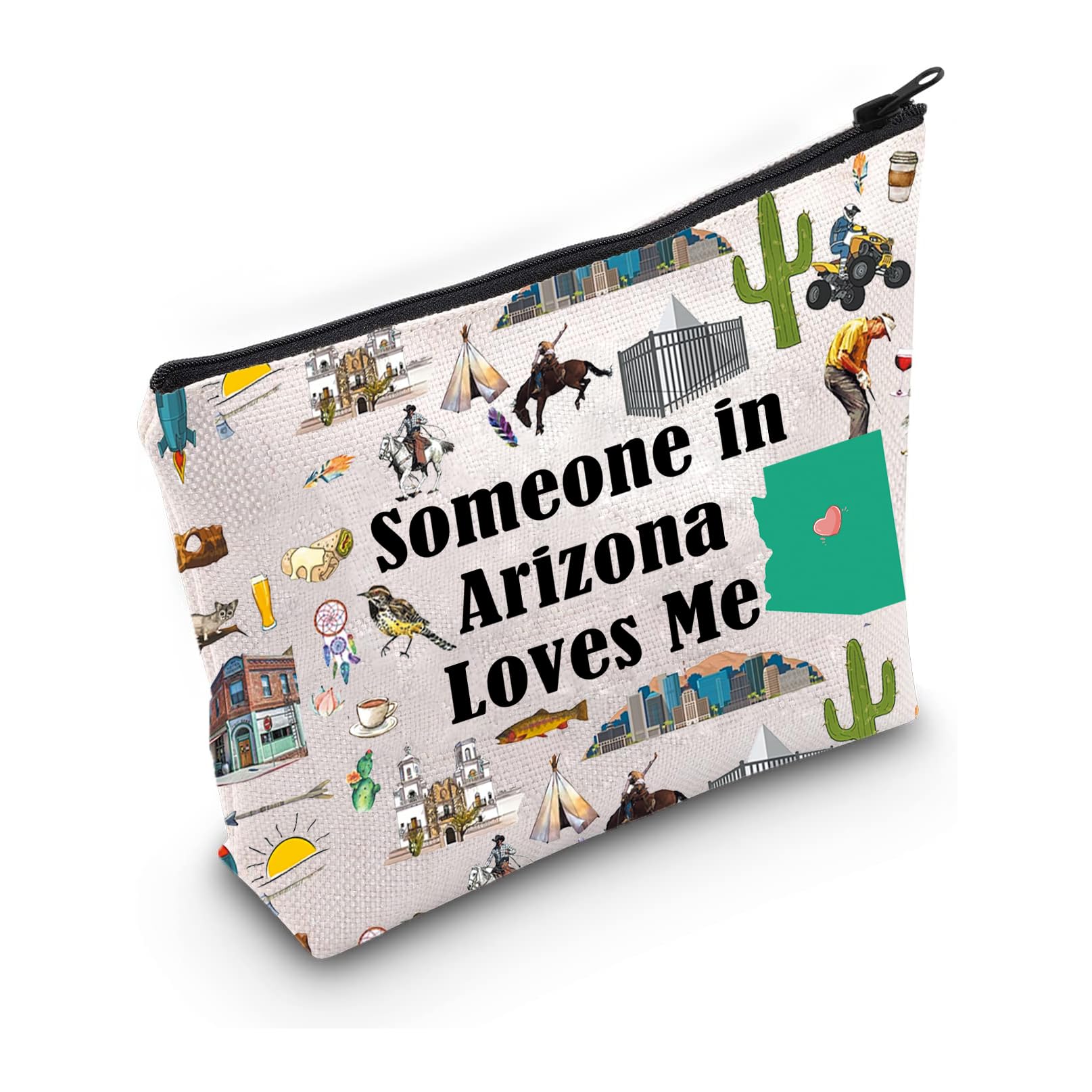 PXTIDY Arizona Travel Makeup Bag Long Distance Relationships Gift Someone In Arizona Loves Me Cosmetic Bag Arizona Souvenir Gift