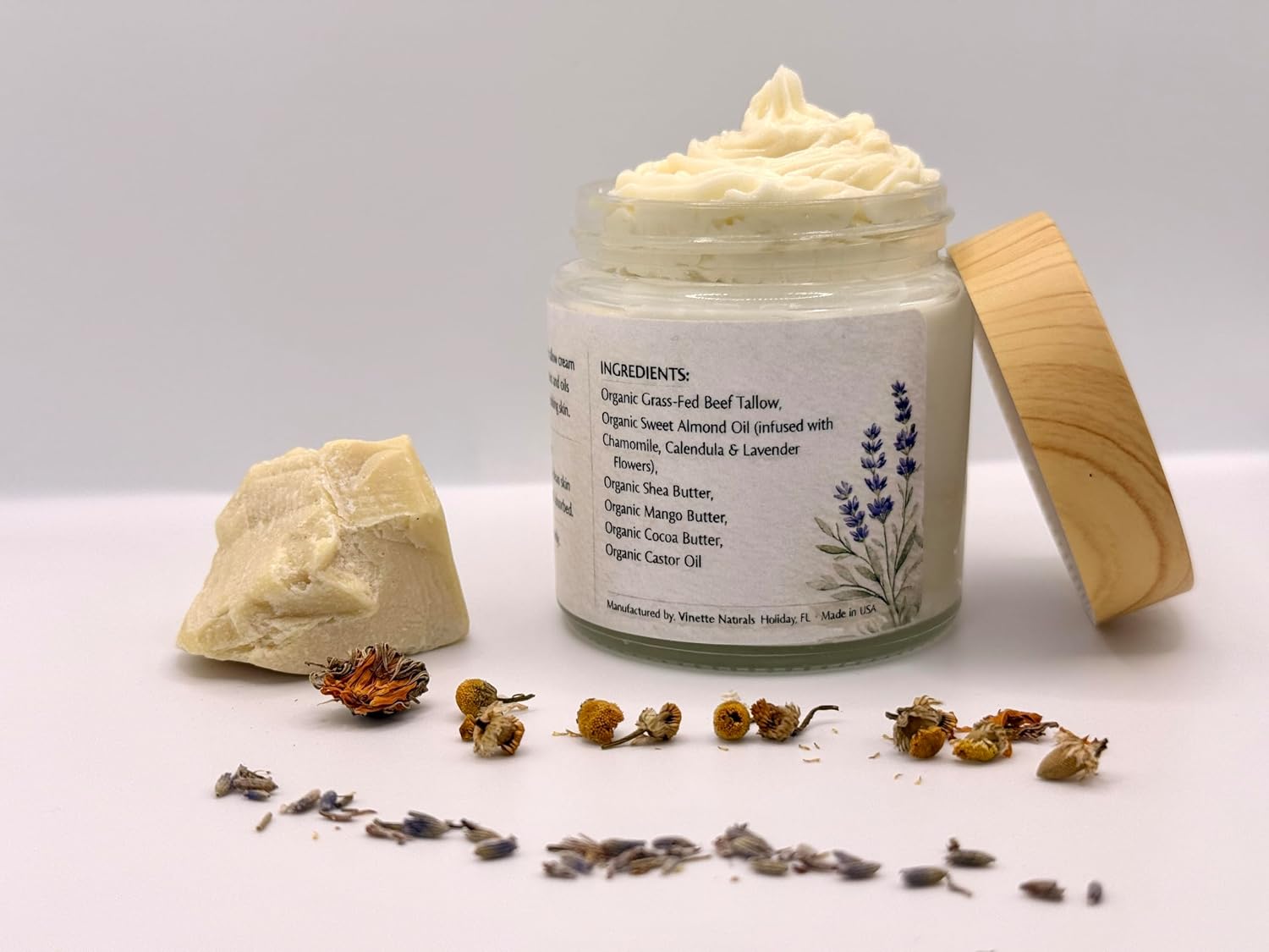 Organic Grass-Fed Tallow Cream Moisturizer for Face and Body