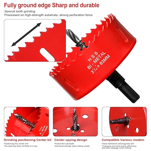 Vista 96 de Sierra perforadora de 2 3/4" (70 mm) para madera y plástico, broca de núcleo de cortador de agujeros bimetálico HSS para paneles de yeso, tableros