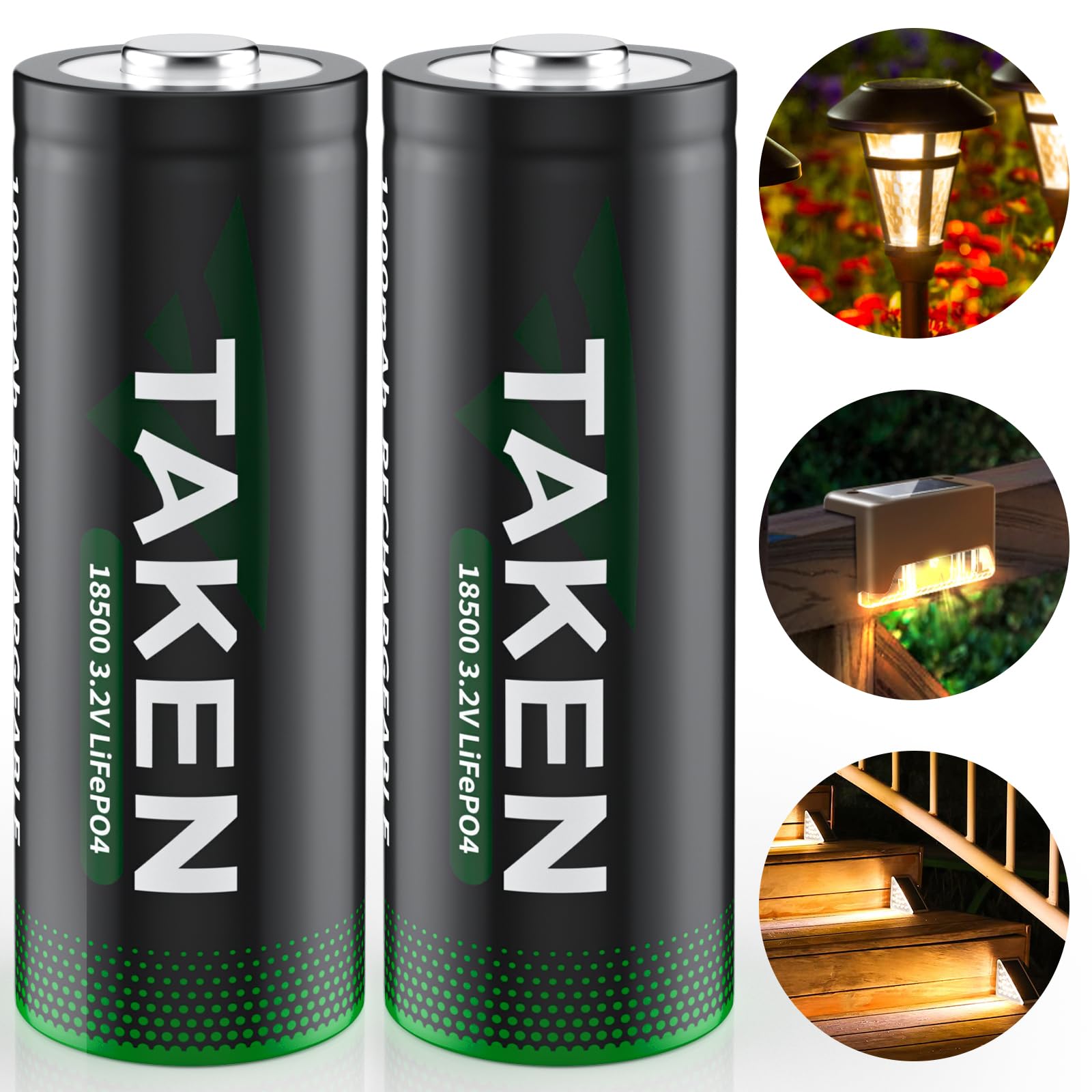Camelion 18500 3.2v 1000mAh Rechargeable Battery, 3.2v Rechargeable LiFePO4 Lithium Phosphate Batteries For Outdoor Rechargeable Solar Garden Light, Panel Lights, Flashlight (8 Pack) Not AA Battery