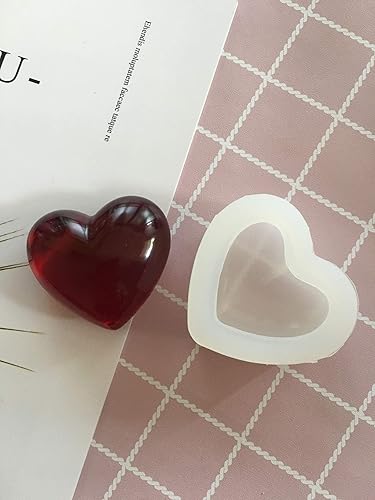 Miniatura 5 de Szecl - 2 moldes de silicona con forma de corazón 3D para resina epoxi, espejo pequeño, forma de corazón, manualidades suaves y completas, moldes de