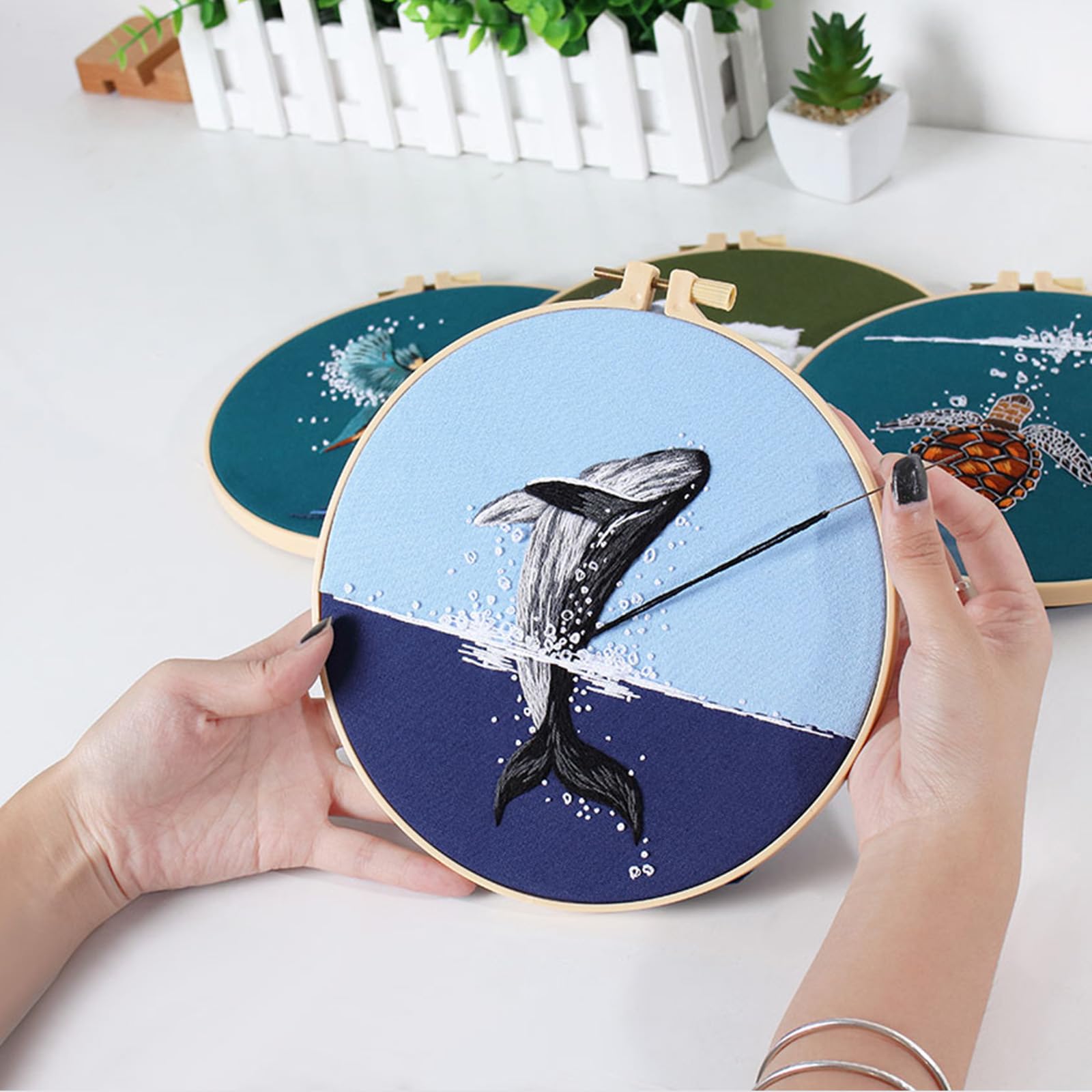 SEBOVIM Stickset Für Erwachsene - Komplettes Stickerei Set Für Anfänger Mit Pflanzen-Motiv