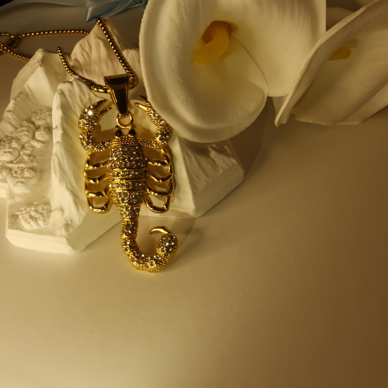 Scorpion Pendant Necklace, 18K Gold Plated, Crystal Zircon, Hip Hop Style, 23.6+1.97inches - Image 6