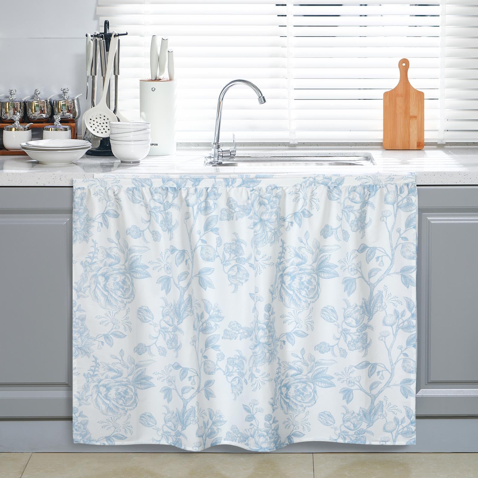 VitalCozy Cabinet Curtain Sink Skirt