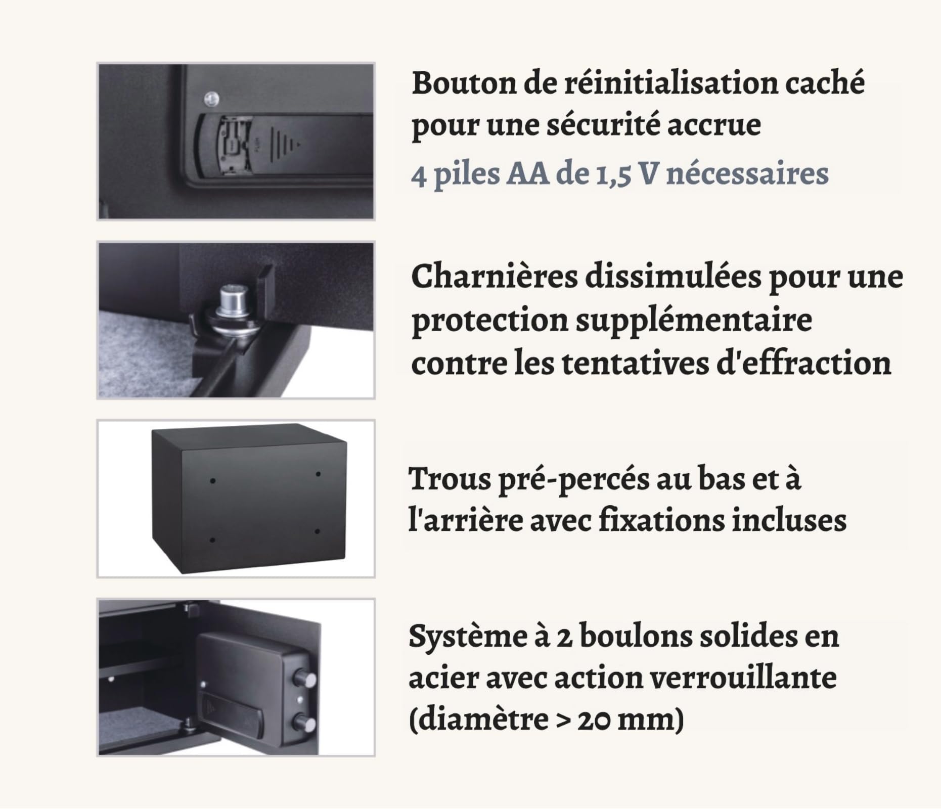 KARAT Cassaforte in acciaio legato da parete o da terra - Serratura a combinazione elettronica - con chiavistelli di bloccaggio, 2 chiavi di emergenza, display LED (Ekati 30 x 38 x 30 cm, antracite