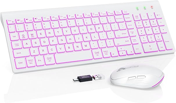 SABLUTE Wireless Keyboard and Mouse Combo, Compact Backlit Scissor Keys