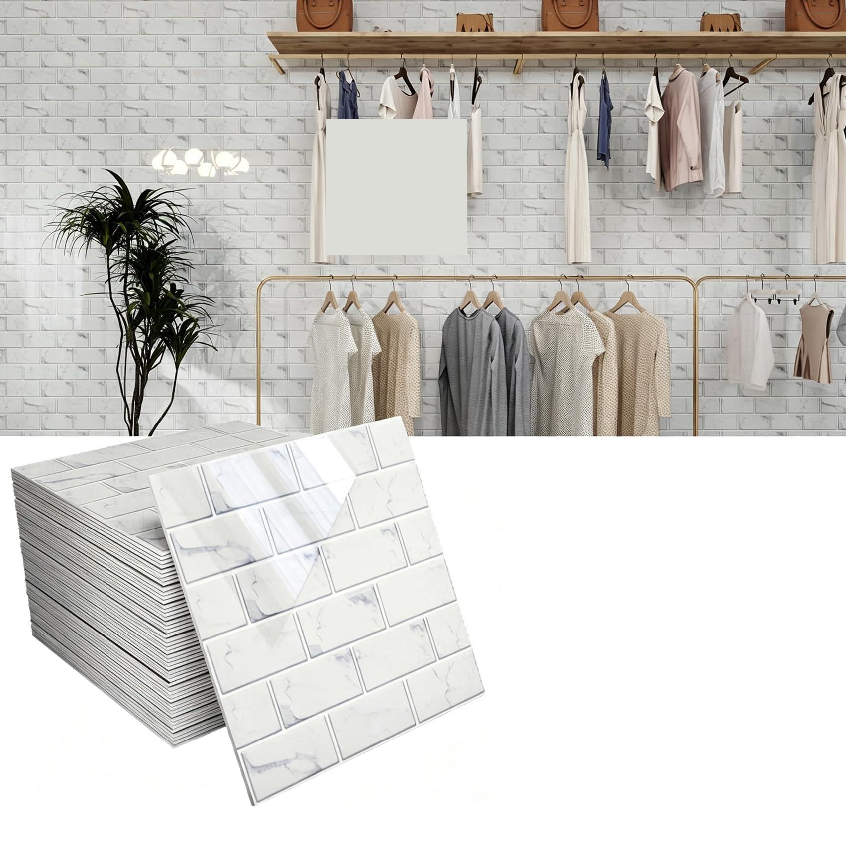 JUXDZISHW ,J,3D Wall Panels Peel and Stick in Grey White,20 PCS XPE Foam 3D Wallpaper, Faux Brick Wall Panels for Bedroom, Stairs, Kitchen