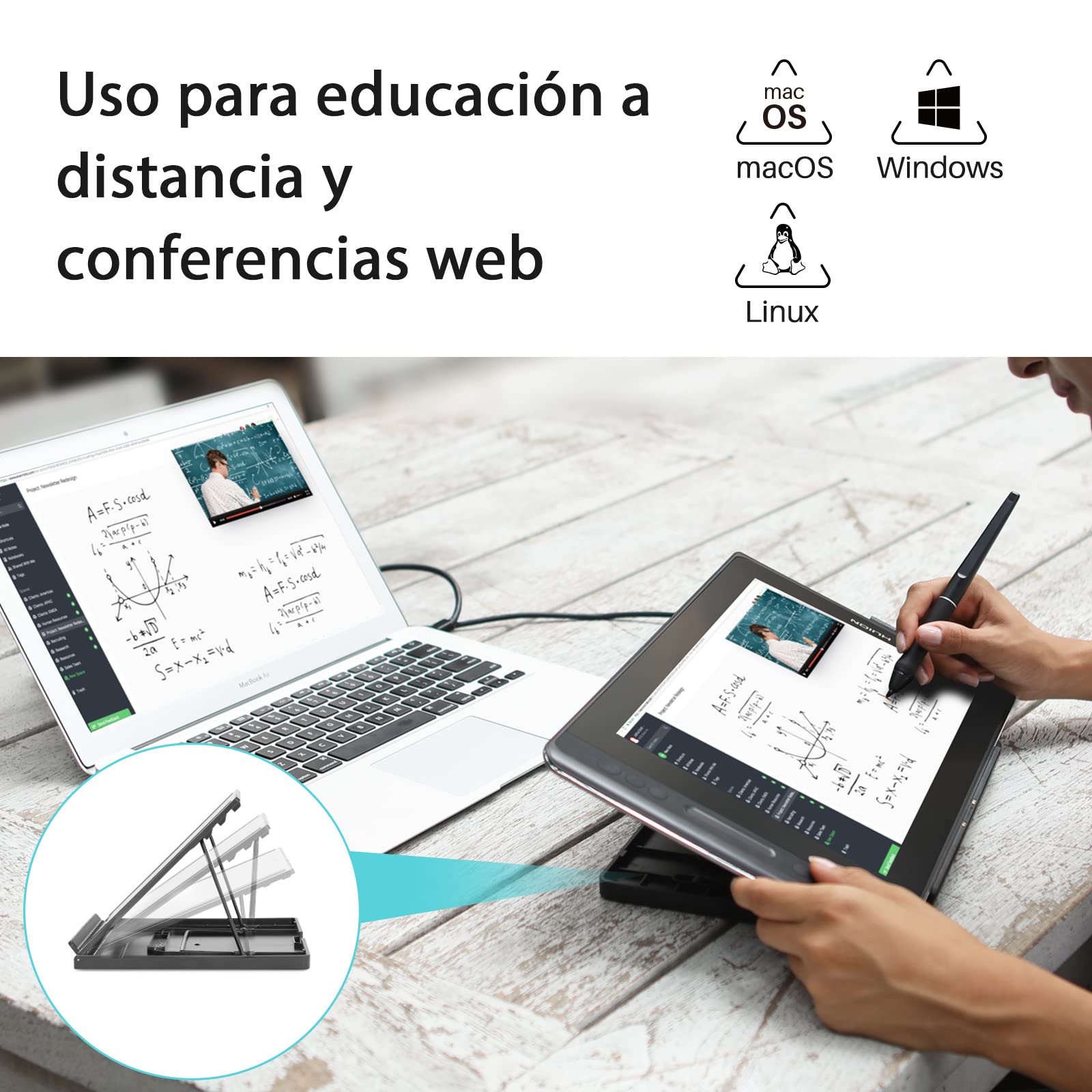 HUION Kamvas Pro 13 Tableta Gráfica con Pantalla, 120% sRGB, Monitor de Dibujo Laminado Completo, Pantalla de Lápiz Full HD de 13,3 Pulgadas y Lápiz Digital Preciso para Diseño Digital, con Soporte