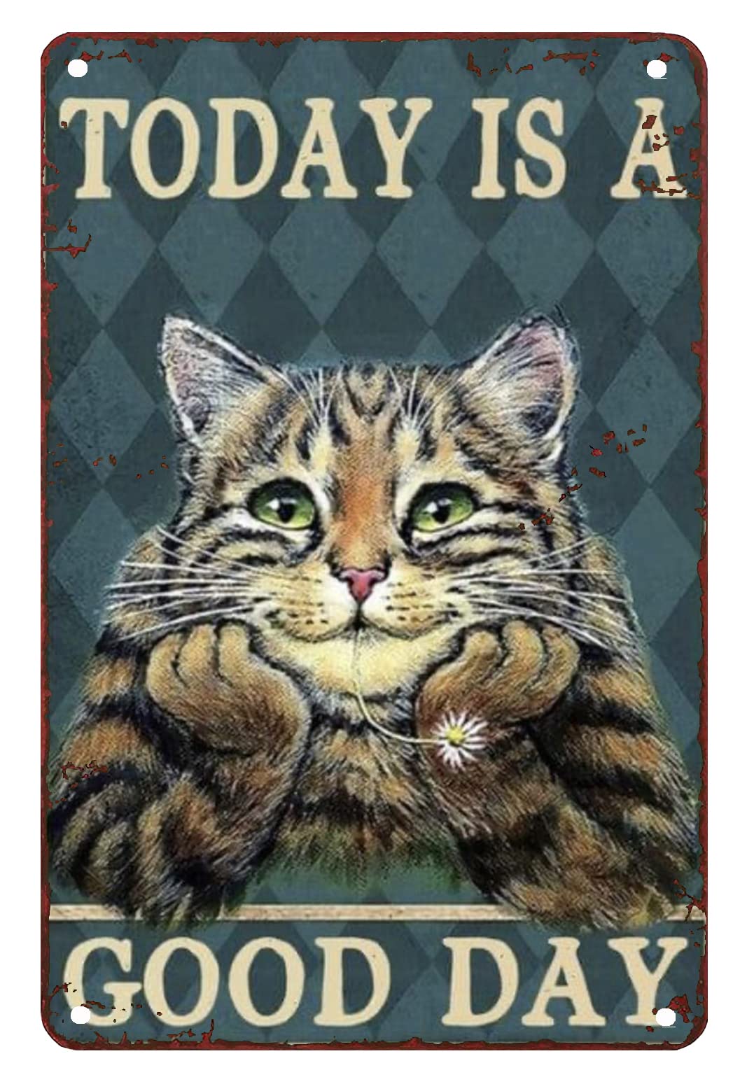 Kueprae A2377 Metal Decor For Kitchen Cat Today Is A Good Day Tin Sign Retroart Wall Metal Decorations Funny Iron Signs Gift 8X12 Inch
