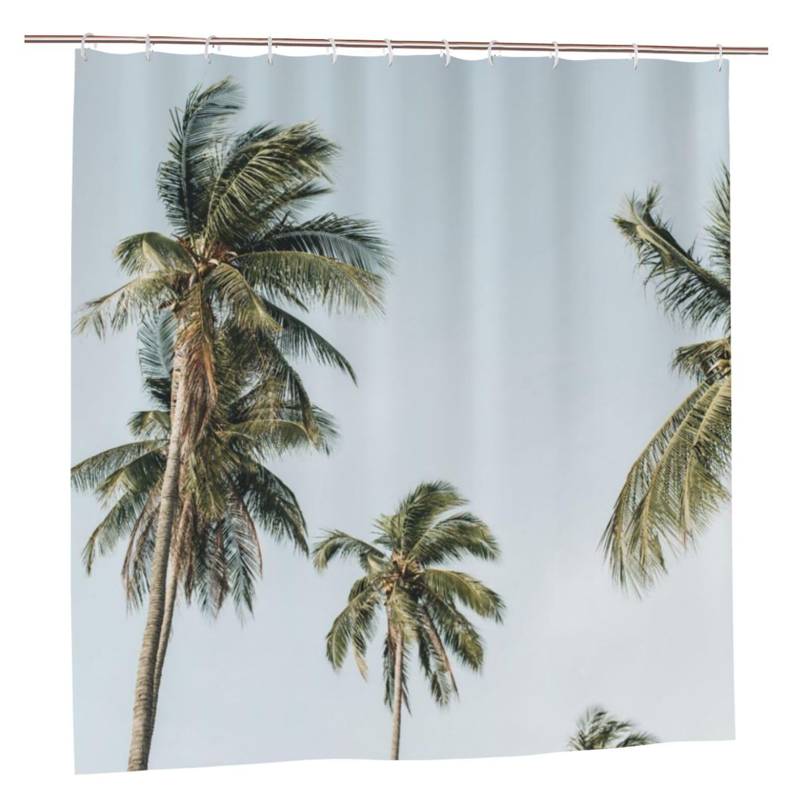 Oudrspo Polyester Fabric Shower Curtain - 70x70 Inch with Metal Grommets, Artistic Privacy Design, Tropical Exotic Coconut Trees