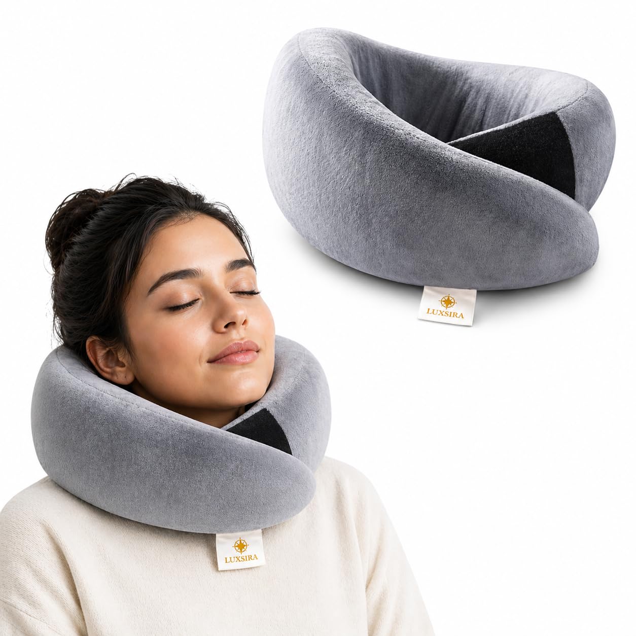 LUXSIRA Travel Neck Pillow, 100% Hi-Per Foam, Lightweight Neck Support Pillow, Neck Pillow for Flight Travel, Memory Foam Car Neck Pillow, Adjustable Velcro Straps, Free Travel Pillow Cover-picture-40