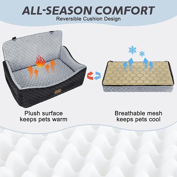 JOEJOY JOEJOY Large Dog Car Seat, Memory Foam Dog Booster Seat with Thick Cushion, Washable Pet Booster Seat for Medium Dogs, Pet Car Seat with Detachable Cover and Storage Pockets, Adjustable Straps in use
