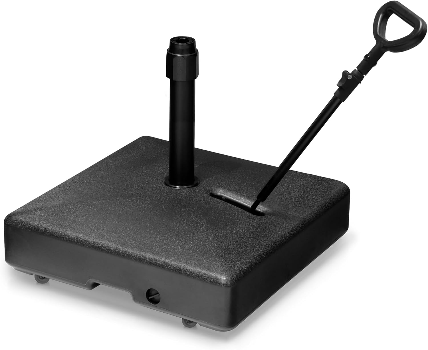 Pellebant 150LBS Capacity Water & Sand Fillable Mobile Umbrella Base Heavy Duty Market Stand for Patio, Garden, Lawn, w/ 3 Wheels, Wind-Resistant Design - Black 23.6*23.6*34.3 in ?Black?