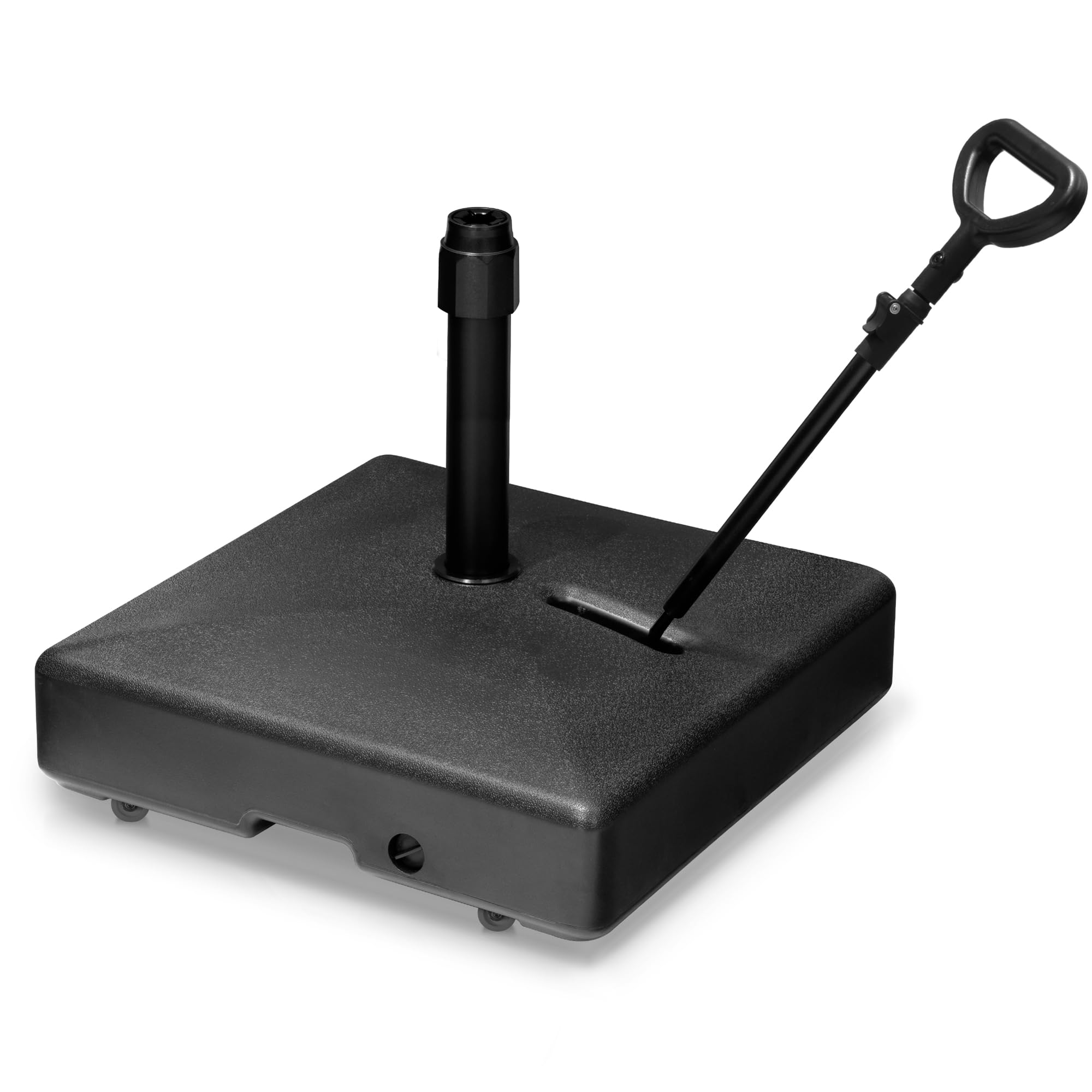 Pellebant 150LBS Capacity Water & Sand Fillable Mobile Umbrella Base Heavy Duty Market Stand for Patio, Garden, Lawn, w/ 3 Wheels, Wind-Resistant Design - Black