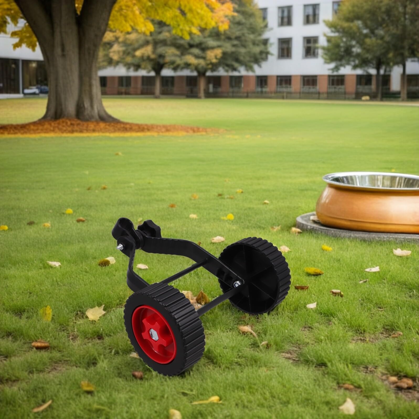 Mikikit Ruote di Supporto per Decespugliatore a Spinta 2 Pezzi Ruote Ausiliarie Assorbimento Urti per Tosaerba Accessorio per Giardinaggio e Manutenzione Prato