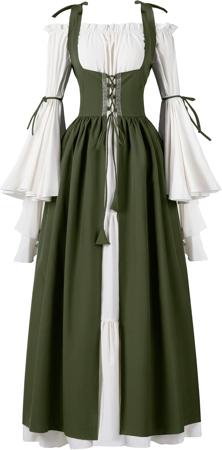 Spooktacular Creations Halloween Renaissance Costume Women, Renaissance Corset Dress, Plus Size Medieval Chemise for Cosplay