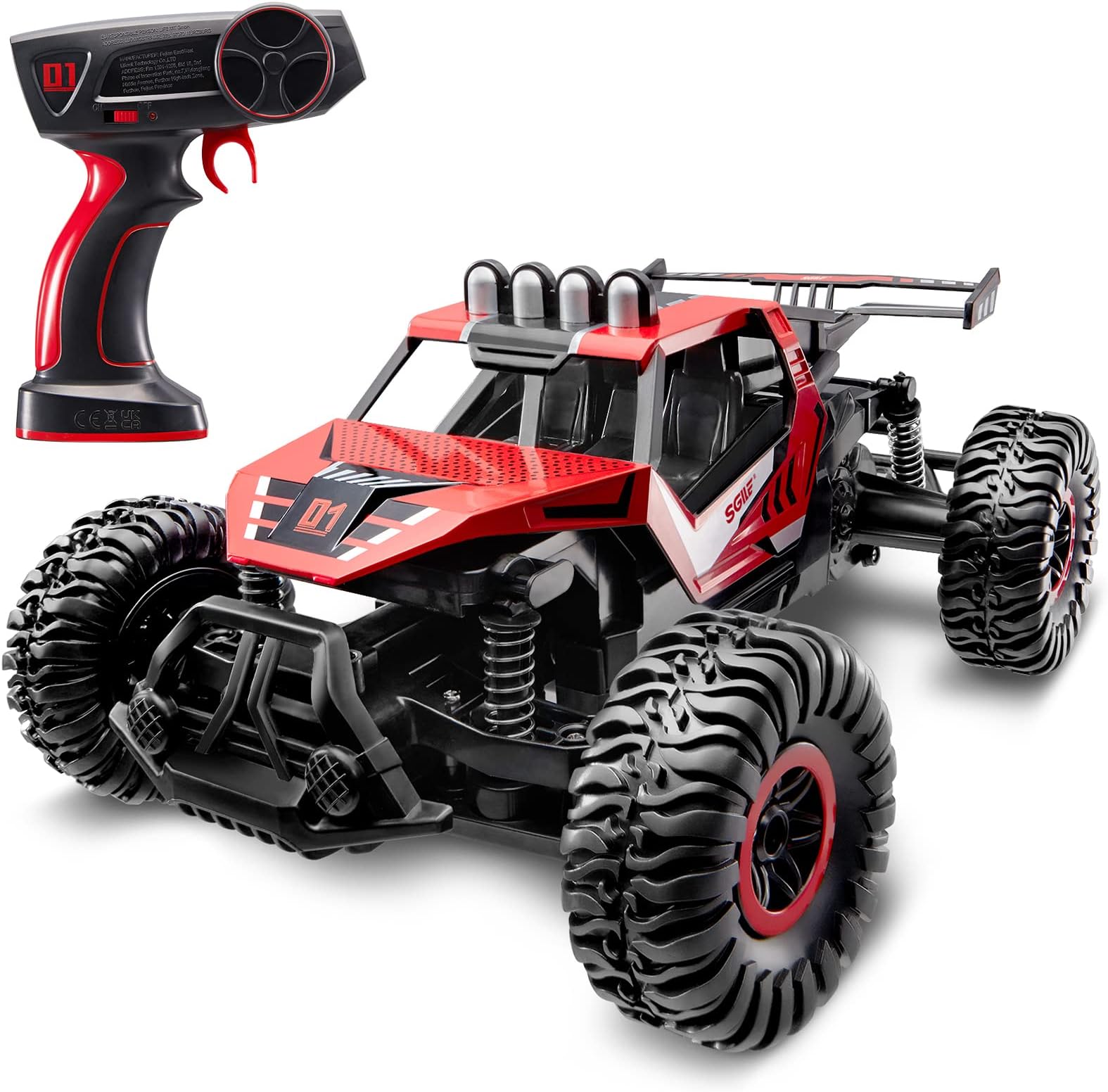 SGILE Remote Control Car Toy for Boys, 2.4 GHz RC Drift Race Car, Fast Speedy Crawler Truck, 2 Batteries for 60 Mins Play, Toy Gift for Boy Girl Adult