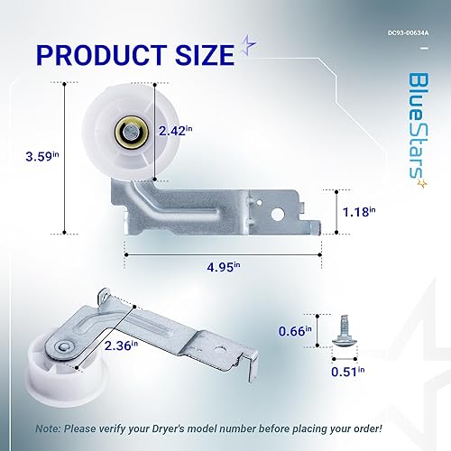 Vista 2 de [Upgraded Dual Ball Bearings] BlueStars DC93-00634A Dryer Idler Pulley with Sturdy Clip – Compatible with Samsung Dryers DV45H7000EW DV48H7400EW