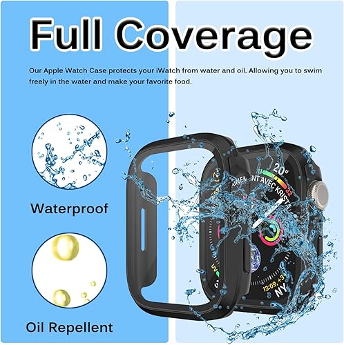 Miniatura 3 de Miimall Compatible con Apple Watch Series 87, protector de pantalla de metal con protector de pantalla de vidrio, a prueba de golpes y caídas