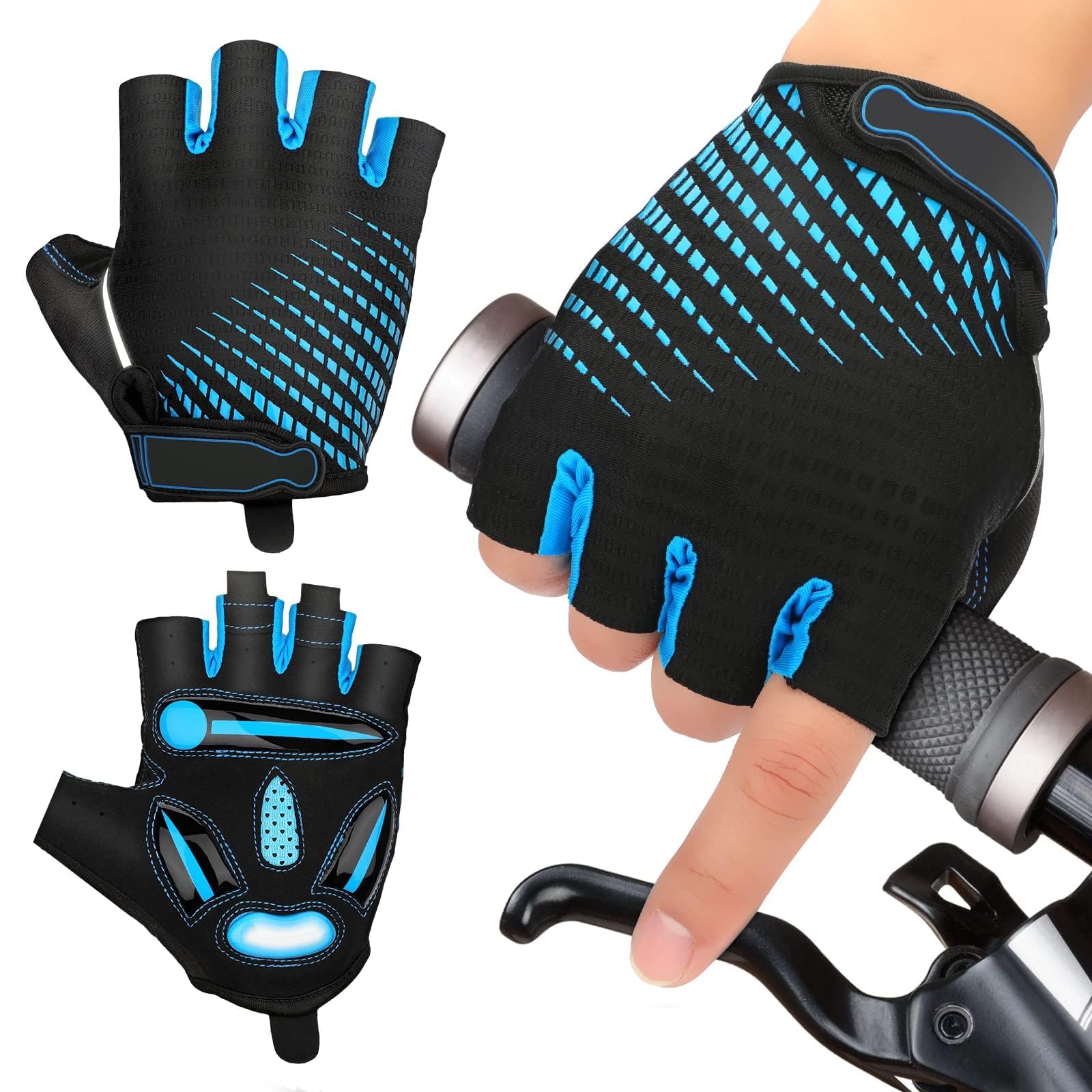 JTENG MTB Handschuhe,Halbfinger Sommer Fahrradhandschuhe für Männer und Frauen,Stoßfestes GELAtmungsaktivBequemRutschfest Geeignet für Motorräder Fahrräder MTB Fitnessstudio