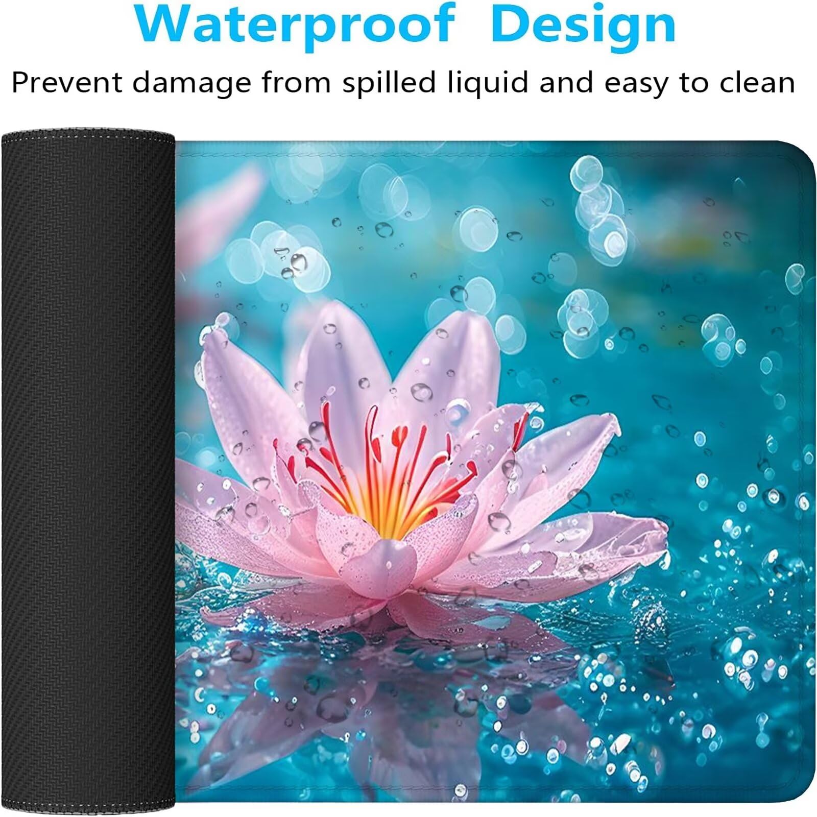 Blu Tappetino Mouse Gaming, Tappetino Mouse XXL 1200 x 500 mm, Tappetino Mouse Fiore, Mouse Pad con Base Antiscivolo, Bordi Cuciti Tappetino per Mouse, Tappetino Mouse Gaming di Alta Precisione S-694