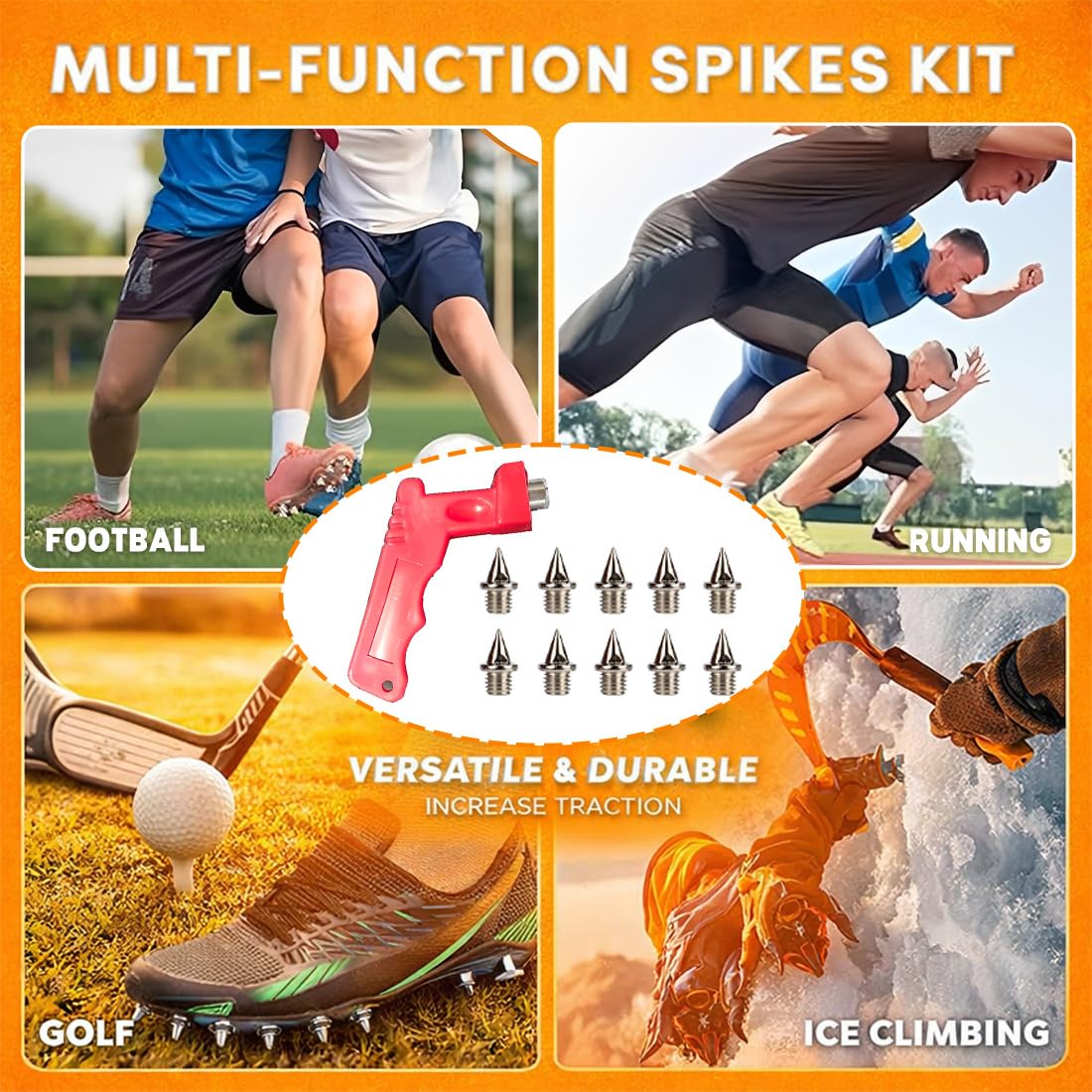 36Stk Stahl Spike Nägel Mit Schlüssel Für Leichtathletik Sportschuhe, 6 Mm Pyramid Ersatz Spikes Leichtathletik Ersatzdornen Für Track Schuhe Weitspringen Laufen Wandern
