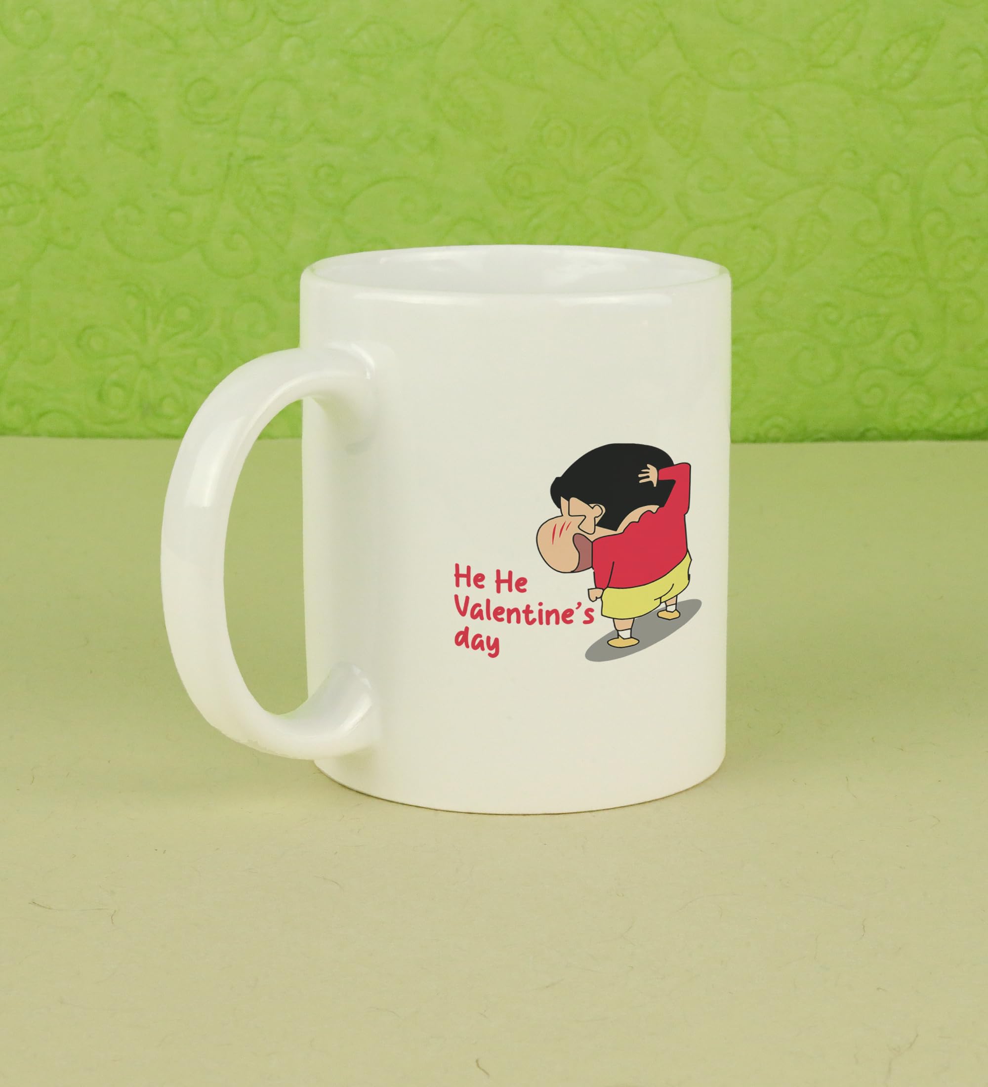 Yellow Orrange Valentine's Day is Here: Printed 250ml Ceramic Coffee Mug 1