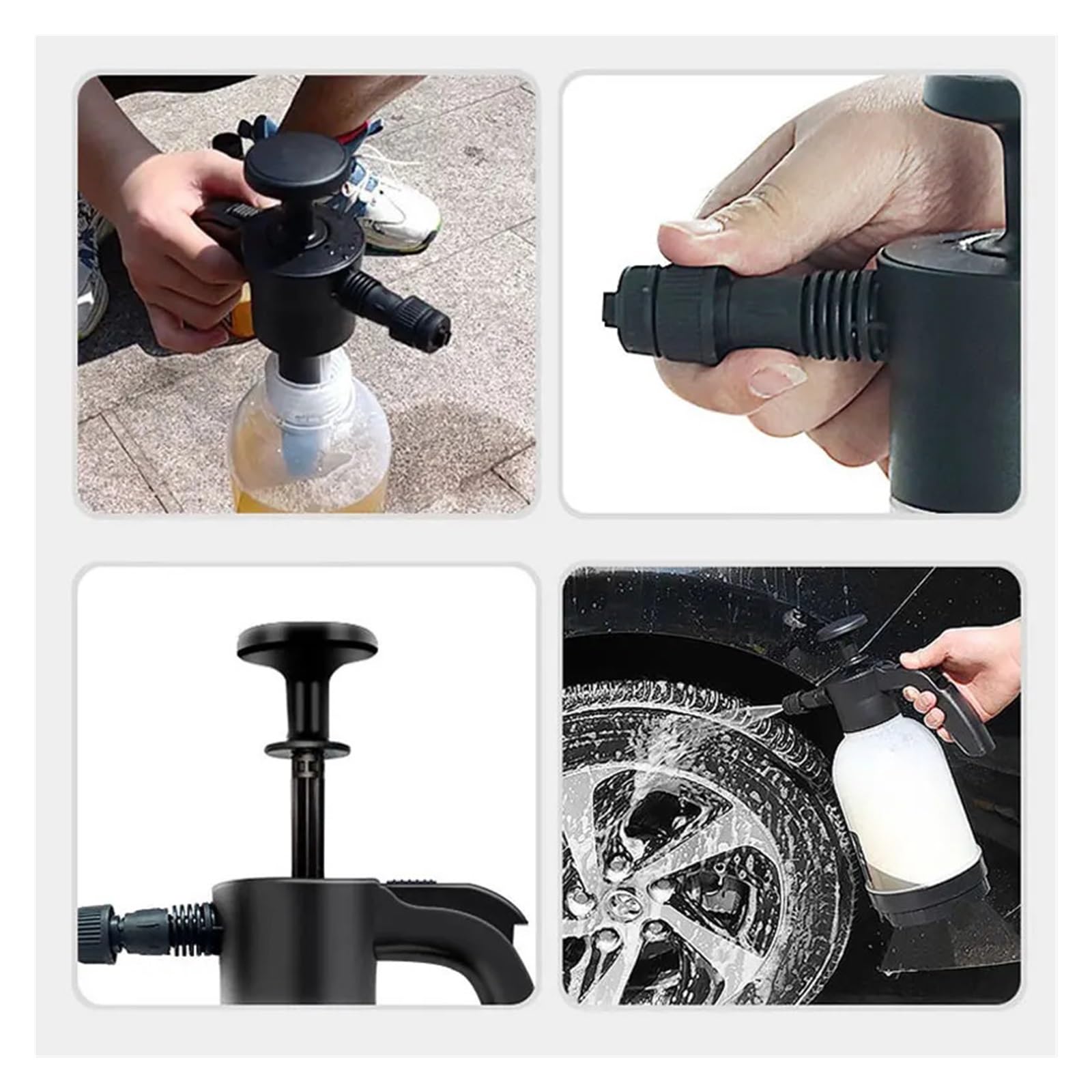 2L Hand Pump Foam Sprayer Pneumatic Cannon Snow Car Wash Spray Bottle Window Cleaning for Home Washing(A-Set)