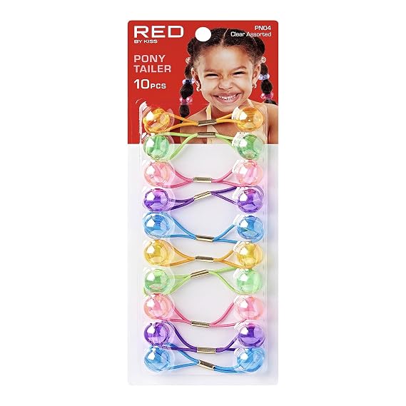 RED by Kiss 10 Pieces 16mm Ball Hair Ties, Bubble Ponytail Holders for Kids Girls Children Women Baby Toddlers, Twin Bead Colorful Elastic Hair Accessories, Cute Hair Bands with Balls (Clear Assorted)