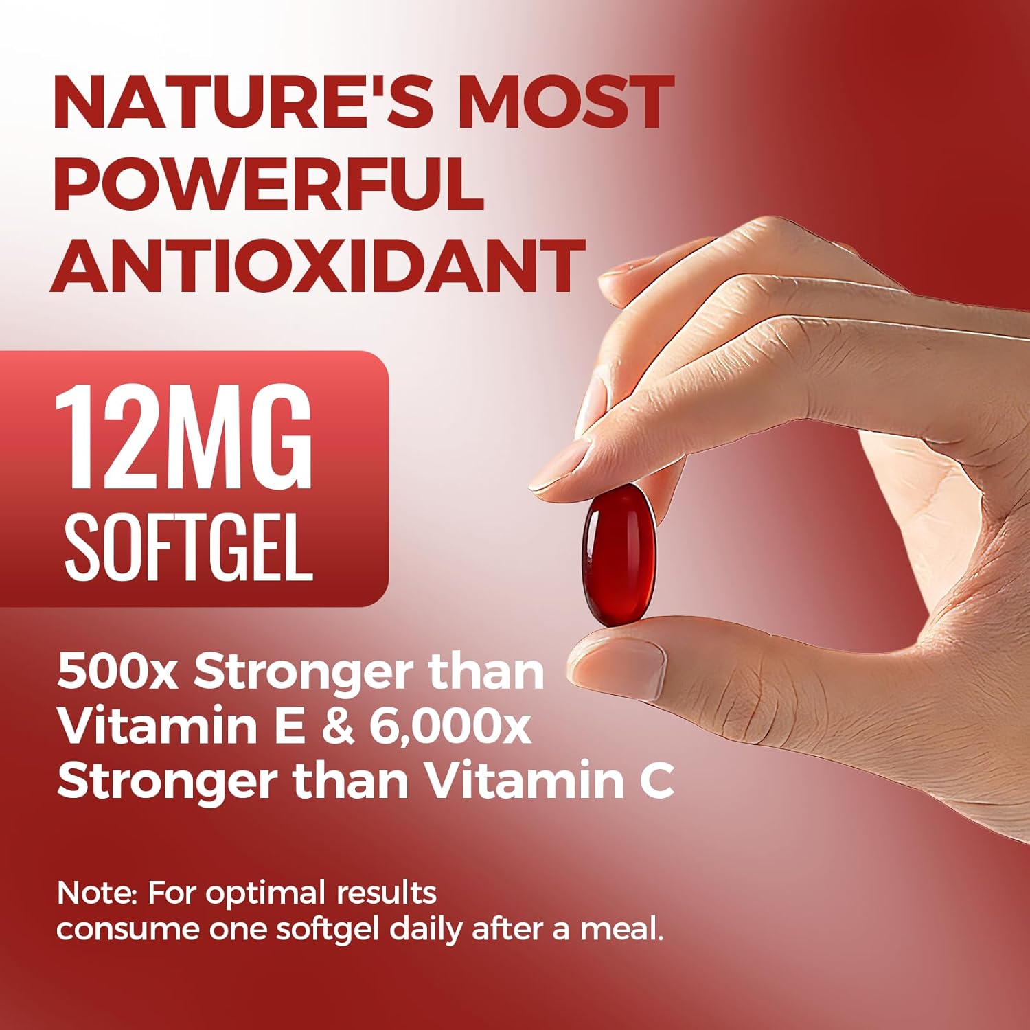 Rovina Astaxanthin 12mg, Astaxanthin Antioxidant Supplements for Immune, Eye, Skin Supports, Non-GMO & Gluten Free - 200 Softgels