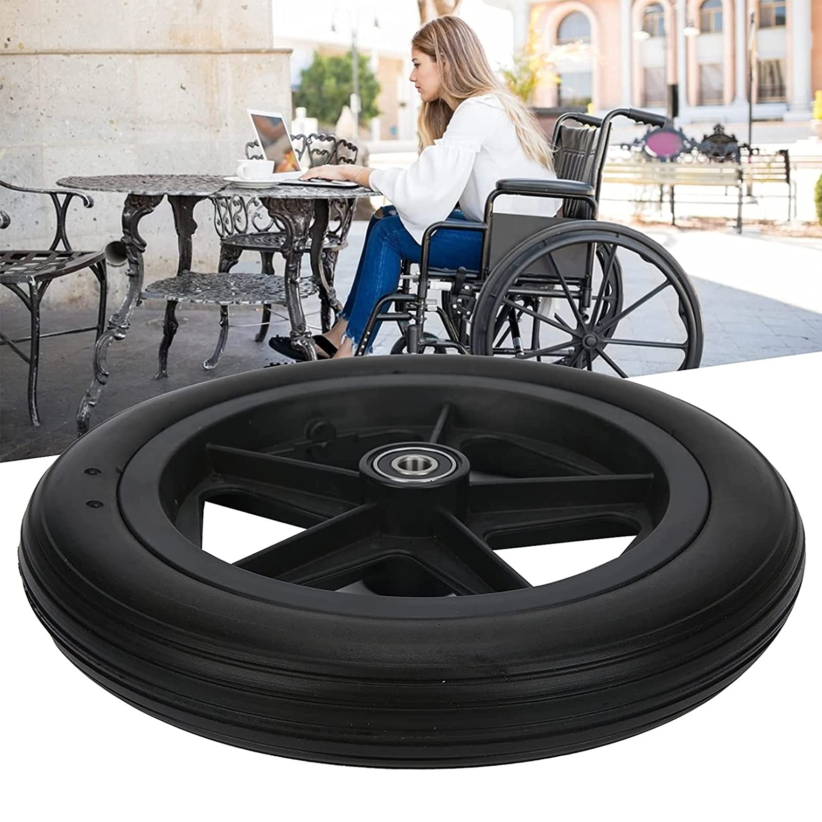 Wheelchair Front Wheels Replacement 2 Pieces Wheelchair Caster Wheels Solid Wheel 6