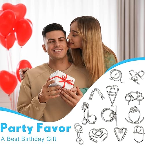 Miniatura 5 de Rompecabezas de metal para el cerebro de 72 piezas con bolsa, rompecabezas de metal para adultos, rompecabezas de cerebro de alambre IQ, juegos de