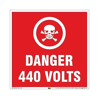 Mr. Safe - Danger 440 Volts Sign Aluminium Composite Panel Board (8 Inch X 8 Inch)