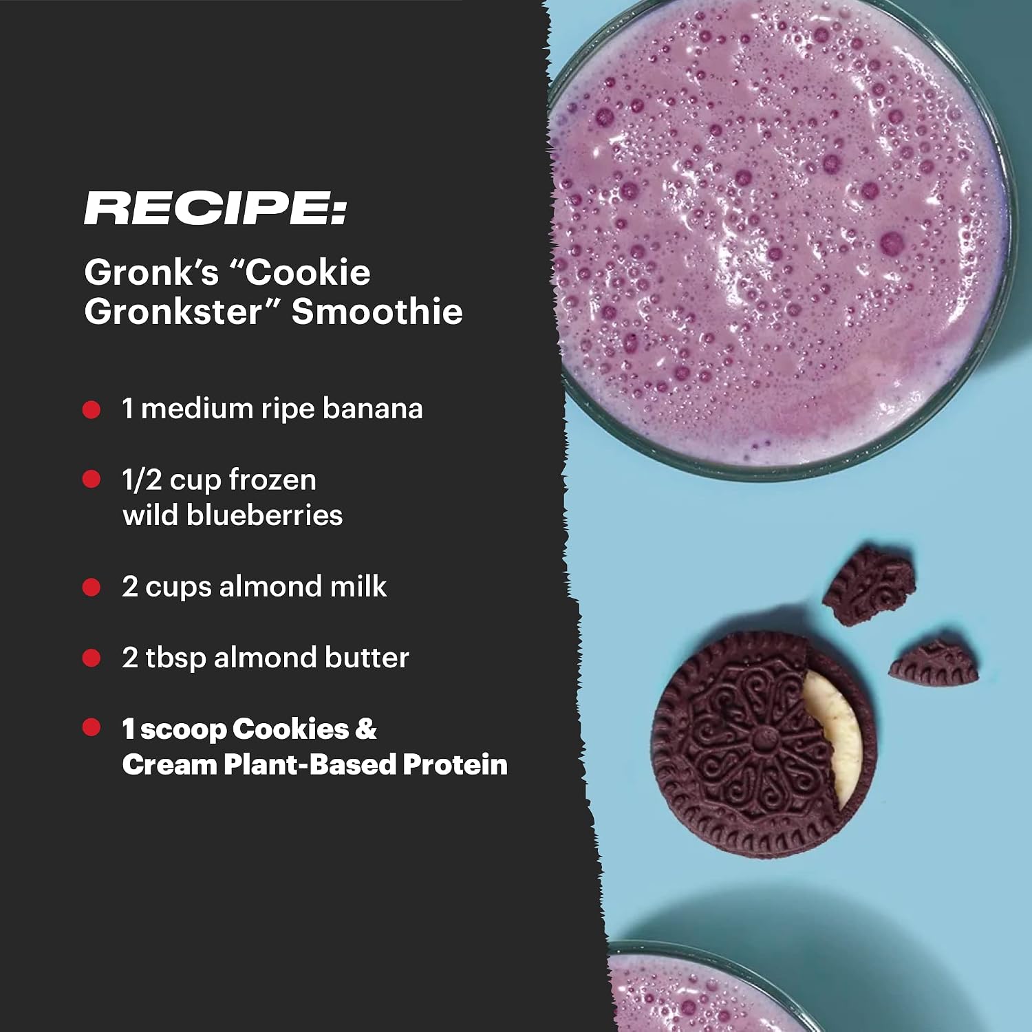 TB12 Plant Based Protein Powder by Tom Brady, 24g of Vegan Pea Protein, Low Sugar, Low Carb, Non-GMO, Meal Replacement, Keto Friendly, Paleo, Sugar Free, Cookies and Cream Flavor (30 Servings/2.25lbs)