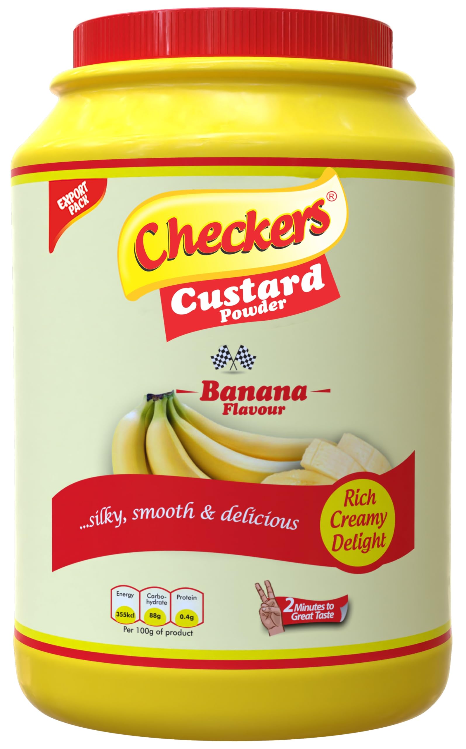 Checkers Custard Banana Powder, Fruity Banana Flavour Custard Mix, Thick & Creamy Dessert Option for Families, Quick to Prepare & Smooth in Taste, 1 kg Jar