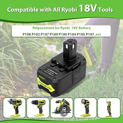 Miniatura 3 de Batería de 18 V para Ryobi One+ para Ryobi One 6.0 AH Litio-ion 18 Voltios P108 P189 P102 P103 P104 P105 P107 Herramientas de taladro PBP005 Batería