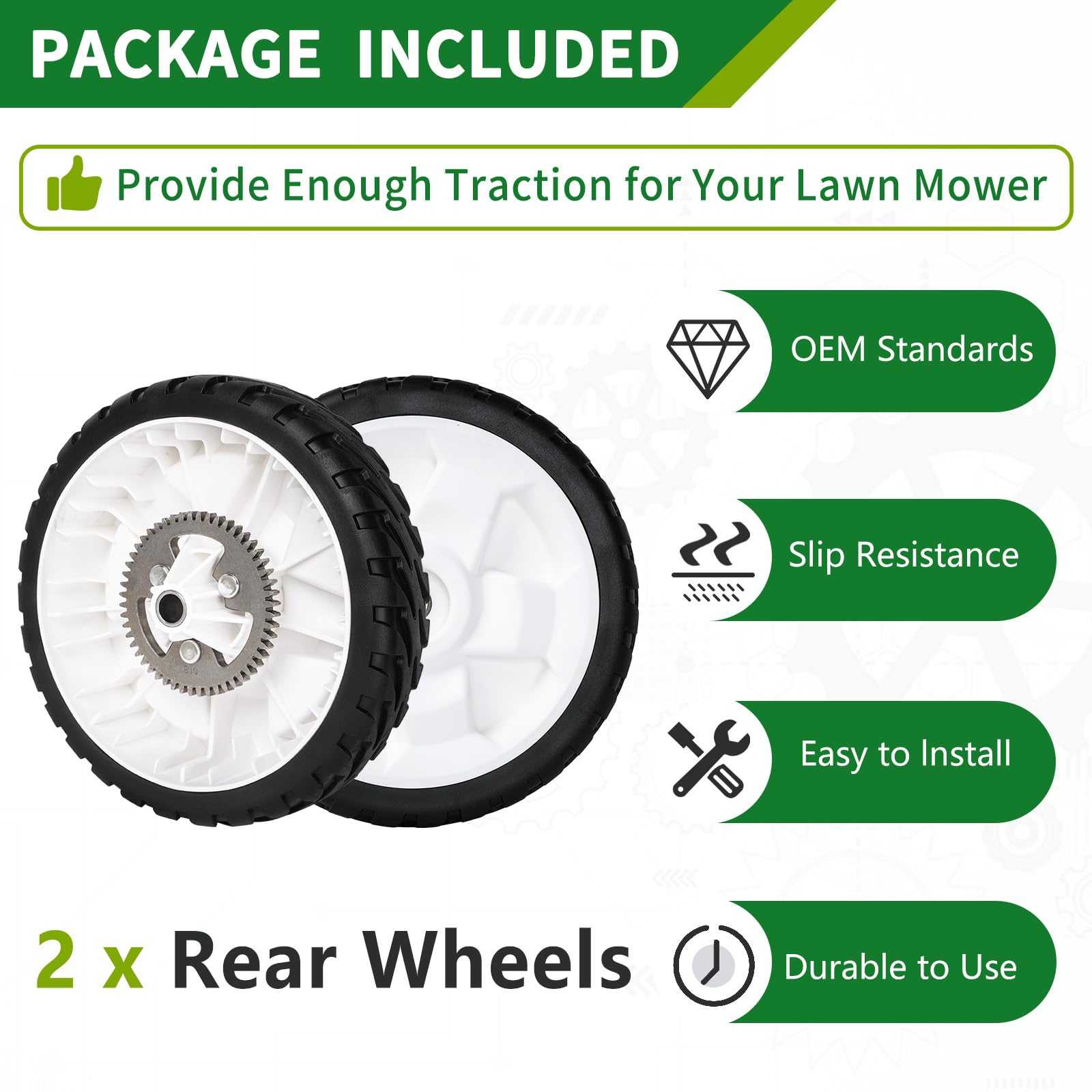 Genuine Toro OEM Drive Wheels (2-Pack) - Part #105-1815 - For Toro Recycler & FWD Walk-Behind Mowers