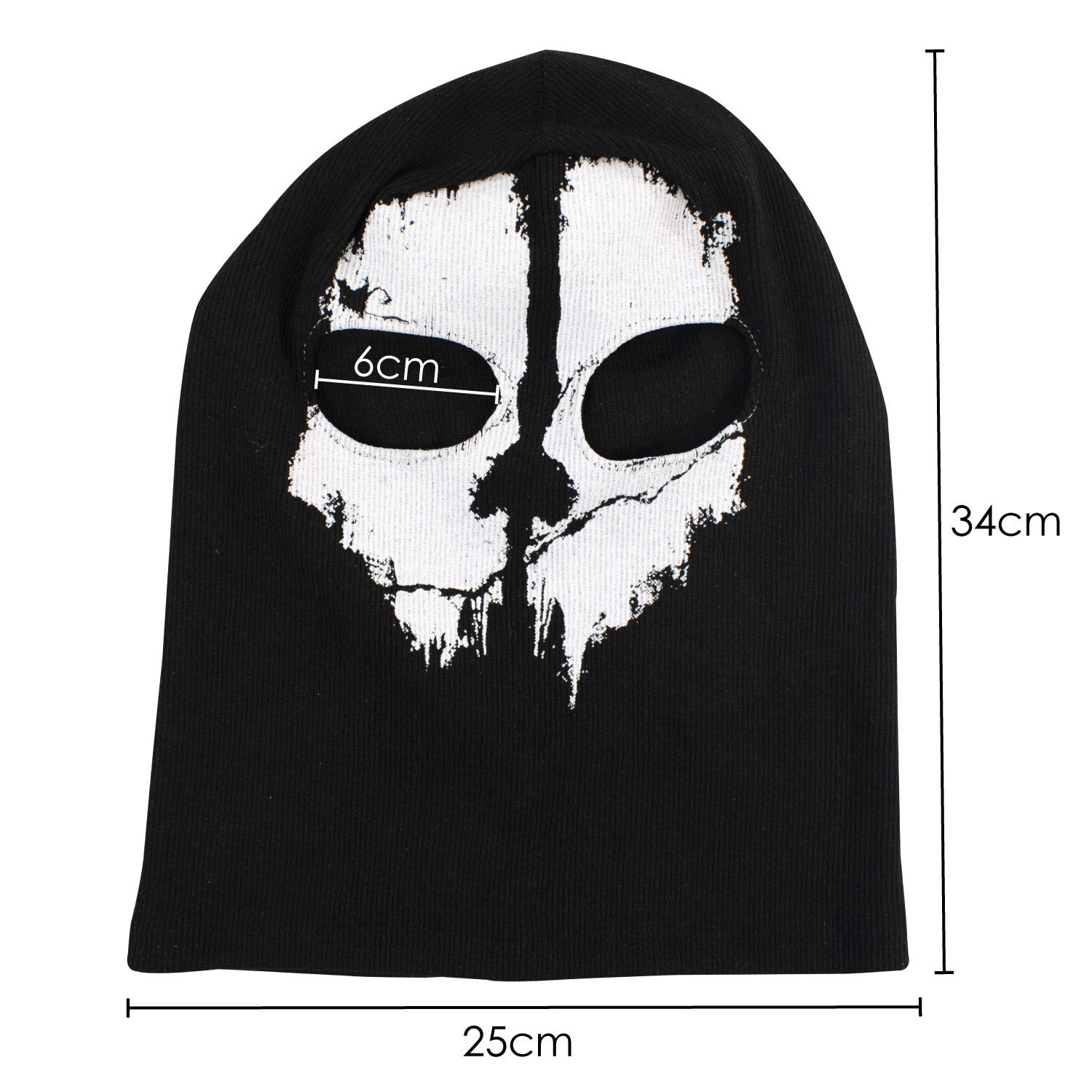 TRIXES Ghost Mask- Balaclava pour Hommes - Masque Complet d'horreur , de Ski pour Costume de Robe de Fantaisie - Cosplay - Airsoft Motorcycling Paintball - One Size - Colour Black