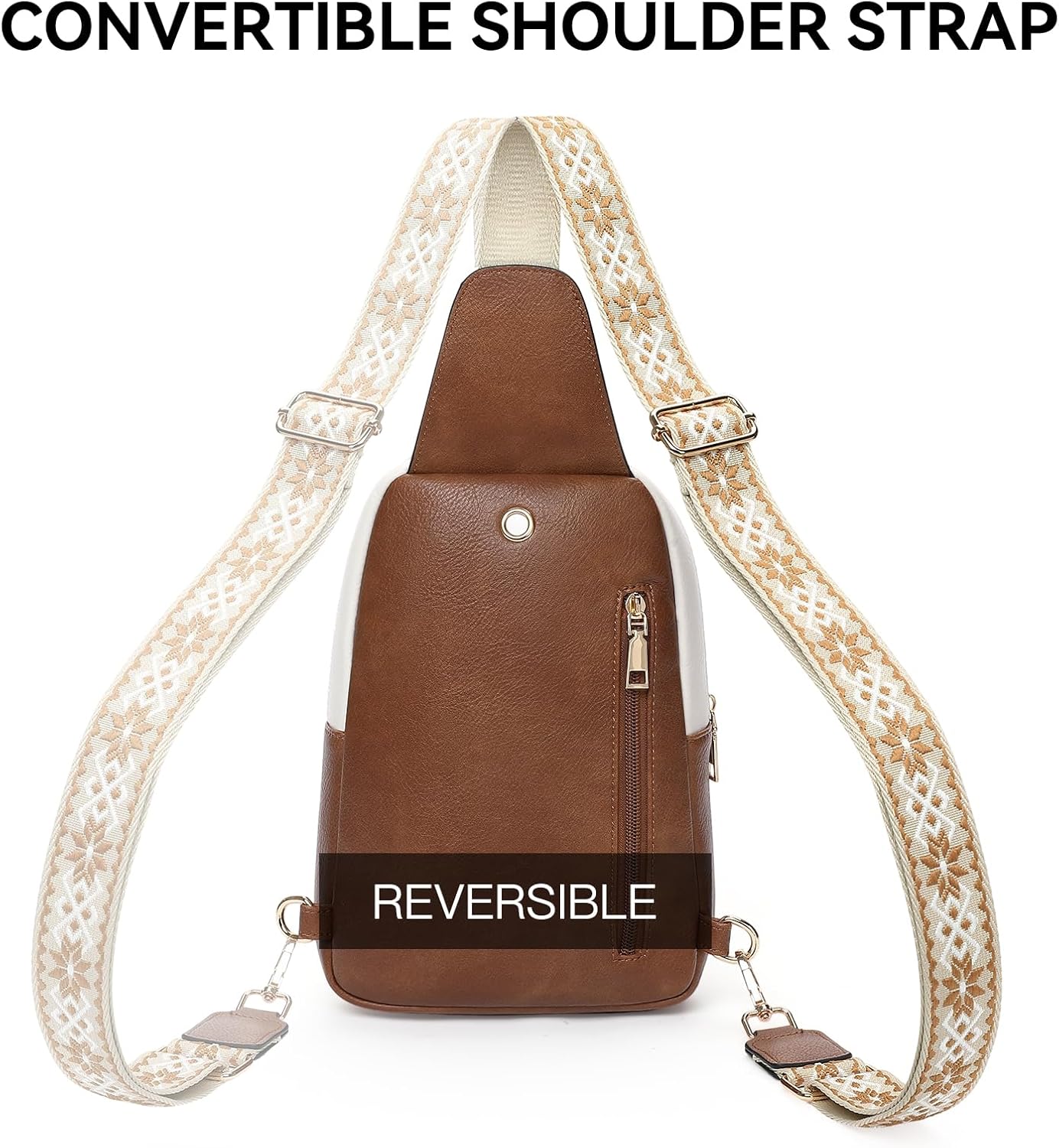GOIACII Small Sling Bag for Women Vegan Leather Fanny Pack Chest Crossbody Bags Purse with Adjustable Strap