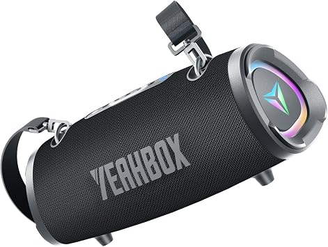 YEAHBOX Sonic Boom Portable Bluetooth Speaker, 100W RMS / 120W Peak Power, Deep Bass Stereo Sound, RGB LED Light Show, Bluetooth 5.3, AUX/TF Card, Shoulder Strap, Portable Speaker for Party & Outdoor