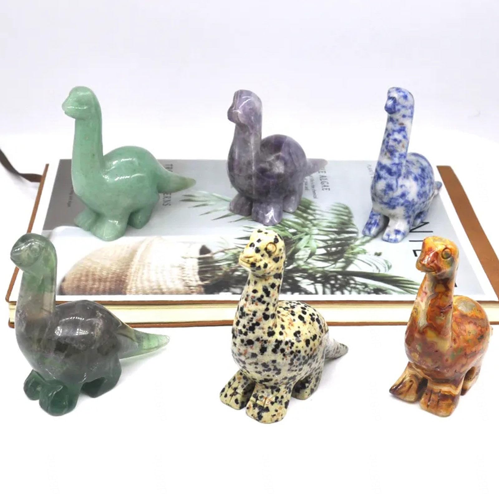Figura de Animal de Cristal Tallada en Dinosaurio con Piedras Preciosas Pequeñas (2,5 Pulgadas) - Estatuilla de Piedras de Bolsillo de Estatua de Cristal Pulido,Amethyst